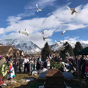mountains and white dove release
